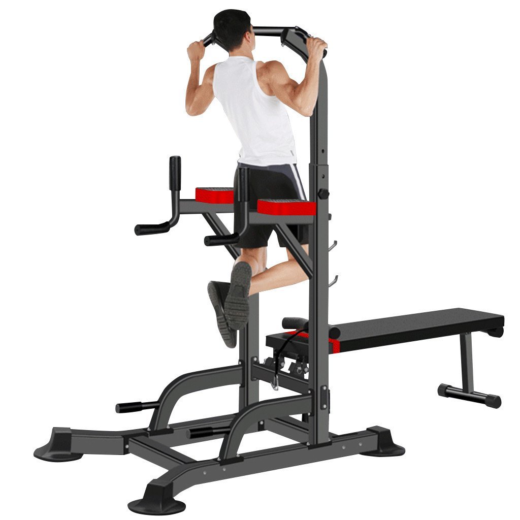 Dip Station Pull Up Bar Power Tower Strength Training With Dumbbell Bench - Go Band™